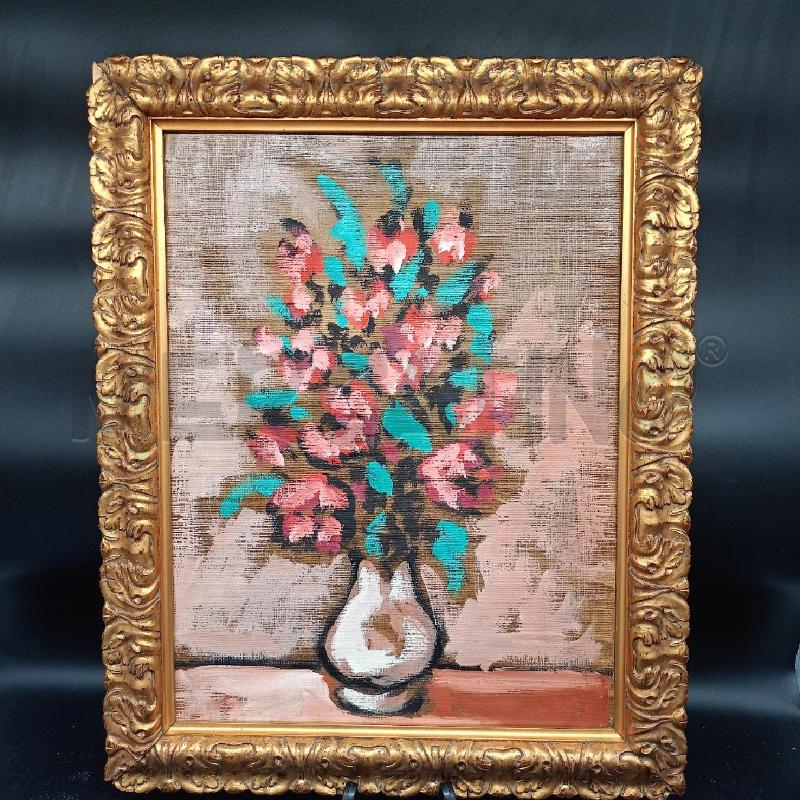 DIPINTO VASO FIORI ROSA CORN DORATA  | Mercatino dell'Usato Roma gregorio vii 1