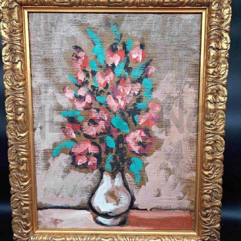 DIPINTO VASO FIORI ROSA CORN DORATA  | Mercatino dell'Usato Roma gregorio vii 2