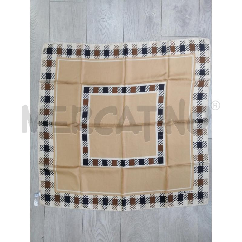 Foulard aquascutum beige quadri blu in seta