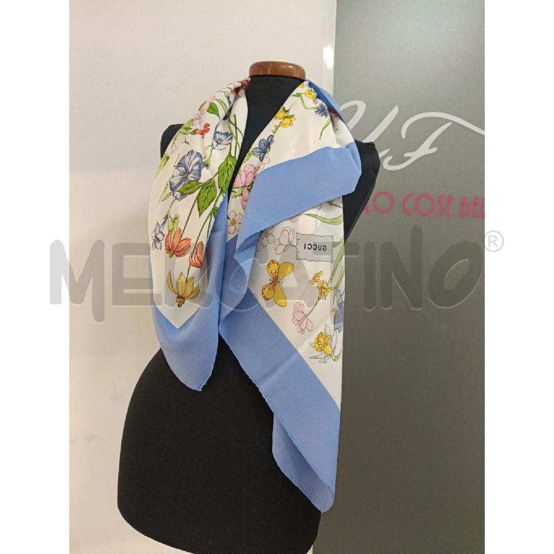 FOULARD GUCCI FLOREALE BORDO CELESTE | Mercatino dell'Usato Roma gregorio vii 1