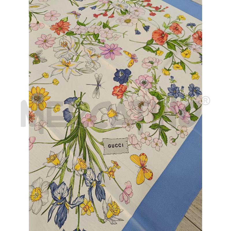 FOULARD GUCCI FLOREALE BORDO CELESTE | Mercatino dell'Usato Roma gregorio vii 3