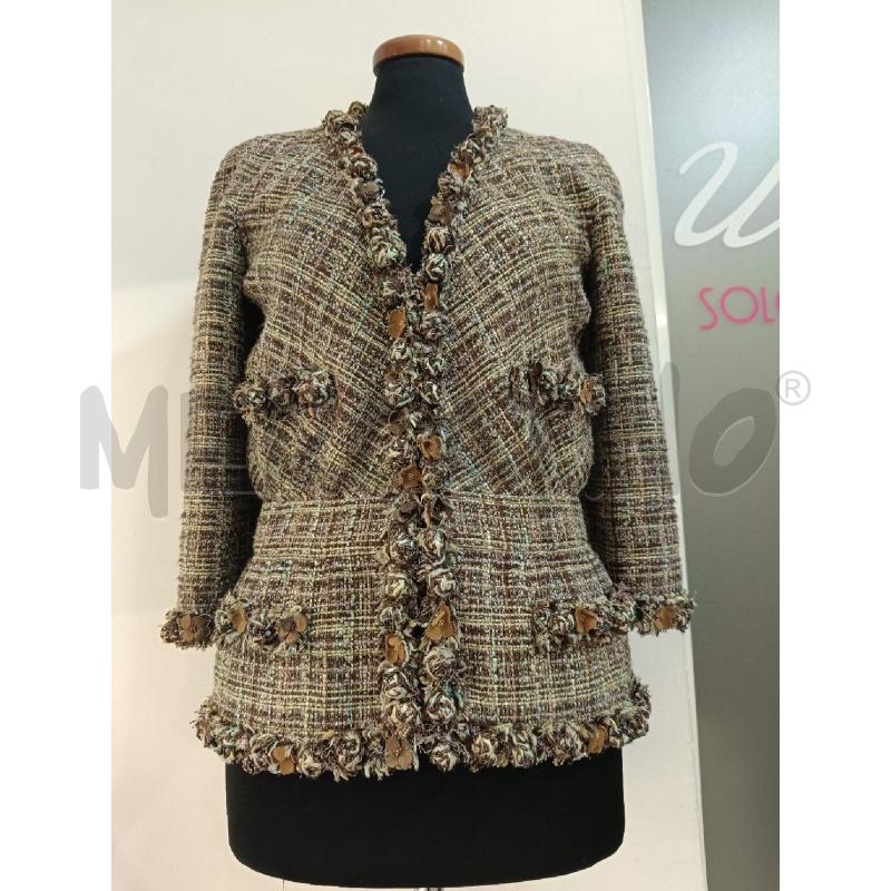 GIACCA CHANEL IN TWEED MARRONE E VERDE  | Mercatino dell'Usato Roma gregorio vii 1