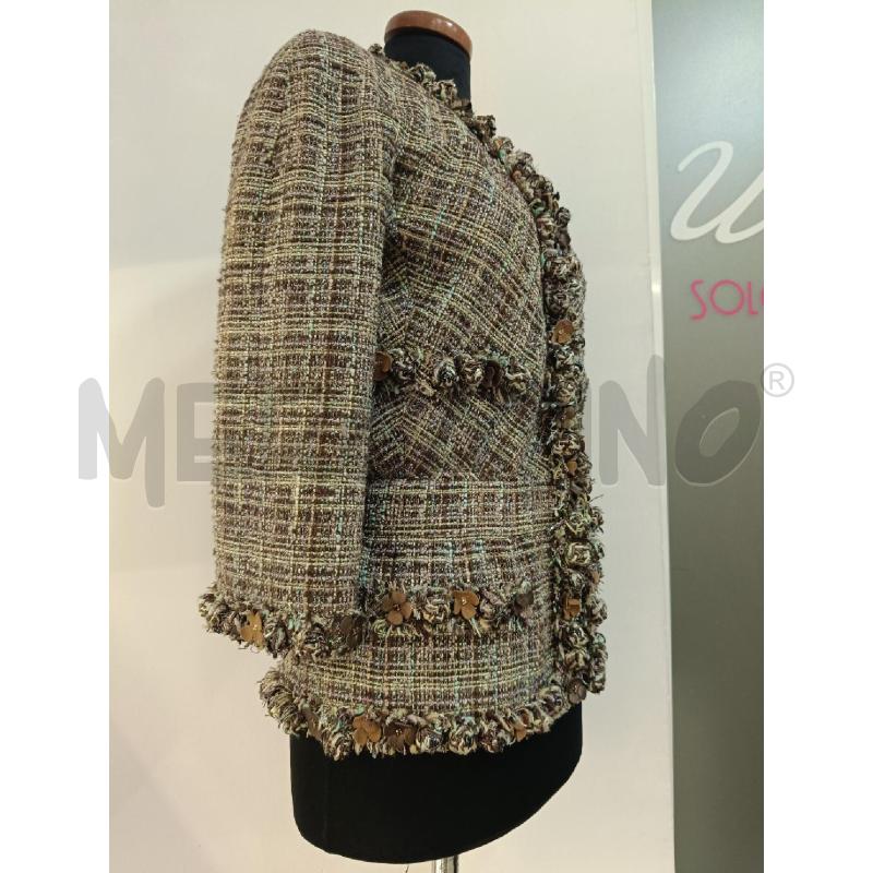 GIACCA CHANEL IN TWEED MARRONE E VERDE  | Mercatino dell'Usato Roma gregorio vii 2