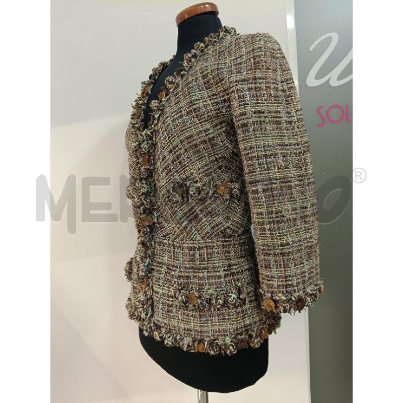 GIACCA CHANEL IN TWEED MARRONE E VERDE  | Mercatino dell'Usato Roma gregorio vii 3