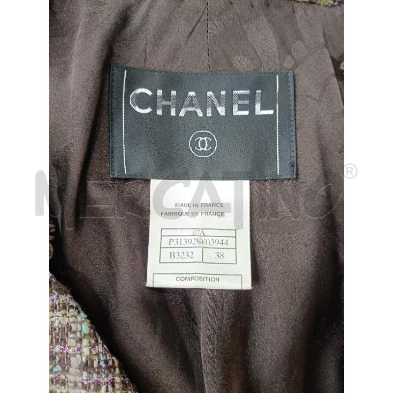 GIACCA CHANEL IN TWEED MARRONE E VERDE  | Mercatino dell'Usato Roma gregorio vii 5