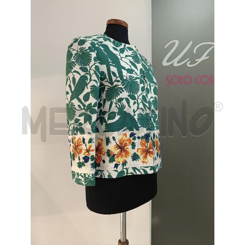 GIACCA DONNA DIFFUSIONE TESSILE VERDE E BIANCA FOGLIE E FIORI | Mercatino dell'Usato Roma gregorio vii 2