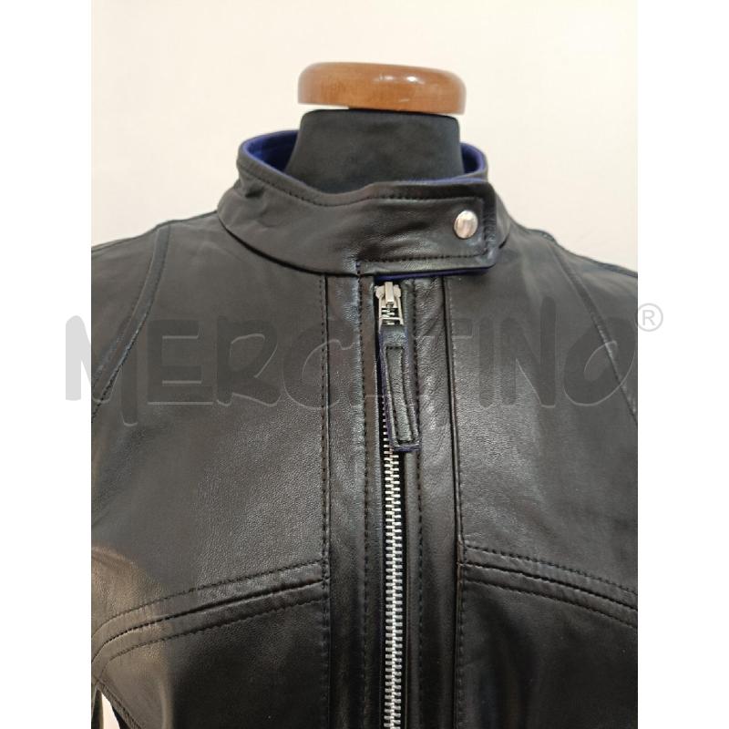 GIACCA DONNA MINO RONZONI PELLE NERA INTERNO BLU | Mercatino dell'Usato Roma gregorio vii 2