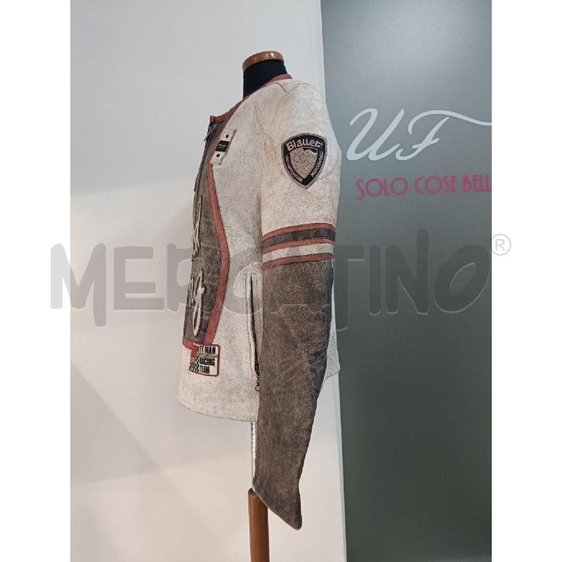 GIACCA UOMO BLAUER PELLE MARRONE BEIGE SCRITTA ROSSA | Mercatino dell'Usato Roma gregorio vii 3