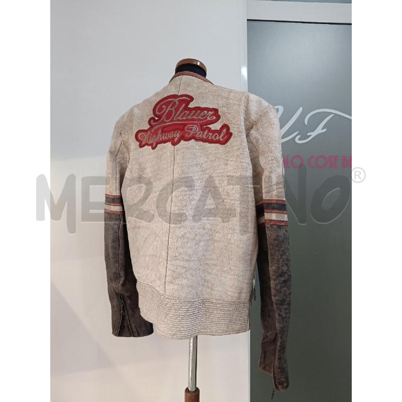 GIACCA UOMO BLAUER PELLE MARRONE BEIGE SCRITTA ROSSA | Mercatino dell'Usato Roma gregorio vii 4