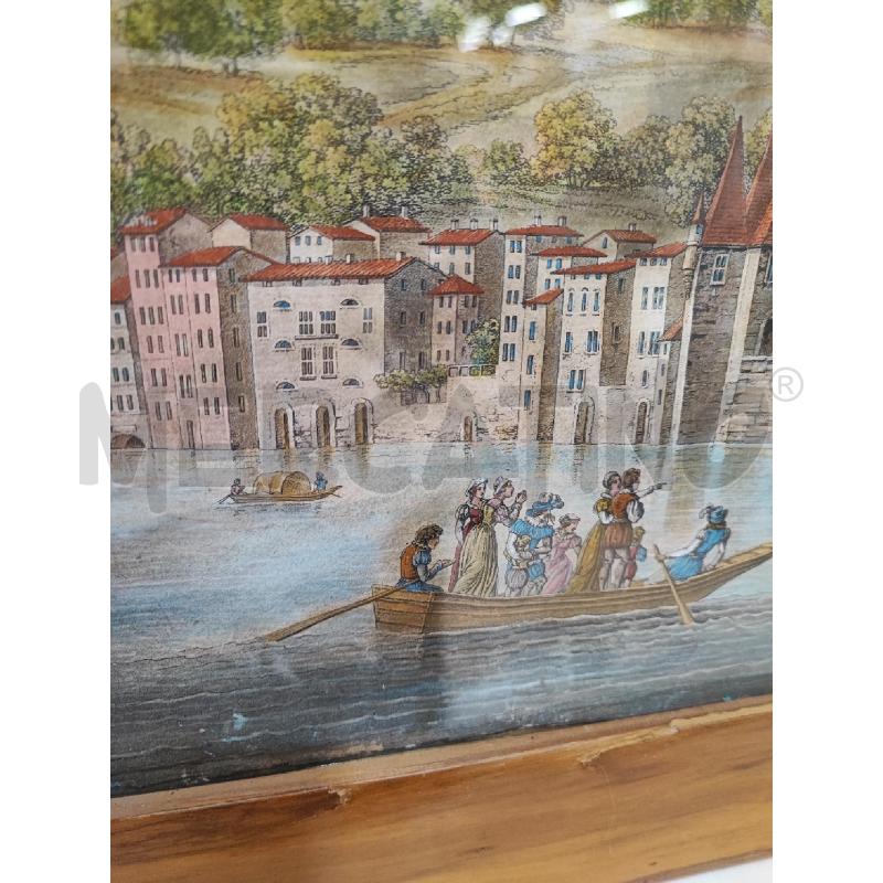 INCISIONE CASTELLO SCENA FIUME ACQUARELLATA  | Mercatino dell'Usato Roma gregorio vii 3