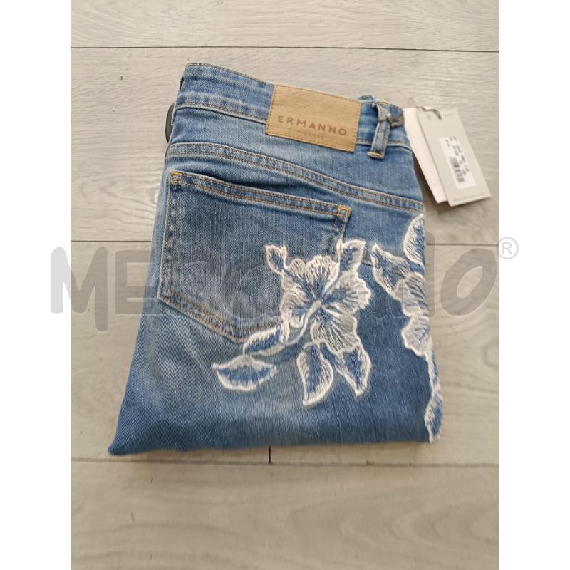 JEANS ERMANNO BY ERMANNO SCERVINO TRAMA FLOREALE BIANCA CELESTE  | Mercatino dell'Usato Roma gregorio vii 3