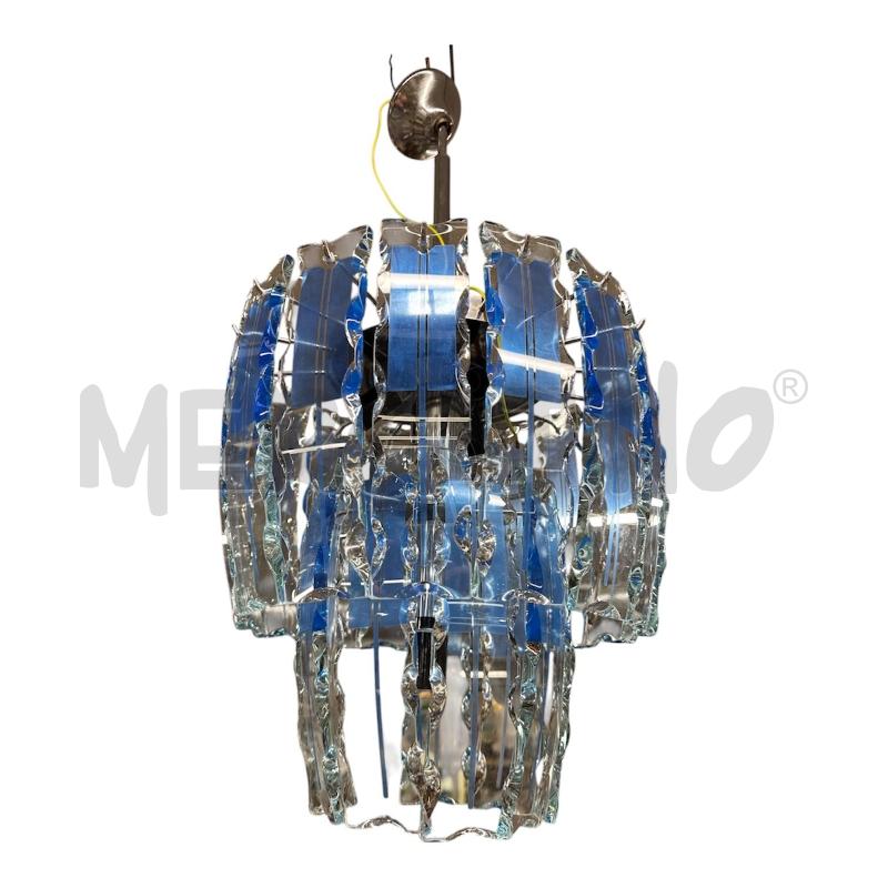 LAMPADARIO CROMO LAMELLE VETRO BLU  | Mercatino dell'Usato Roma gregorio vii 1