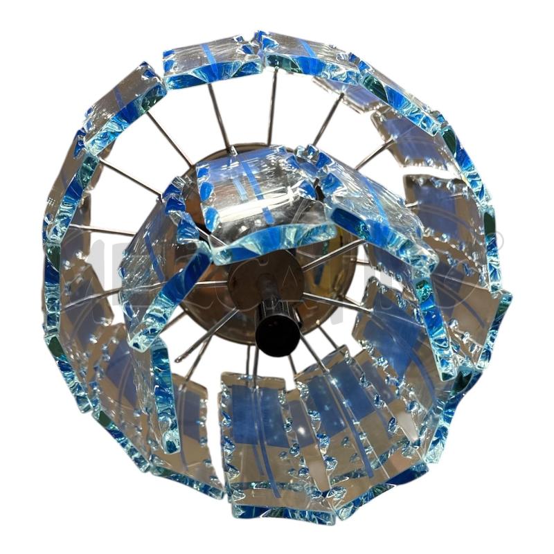 LAMPADARIO CROMO LAMELLE VETRO BLU  | Mercatino dell'Usato Roma gregorio vii 2