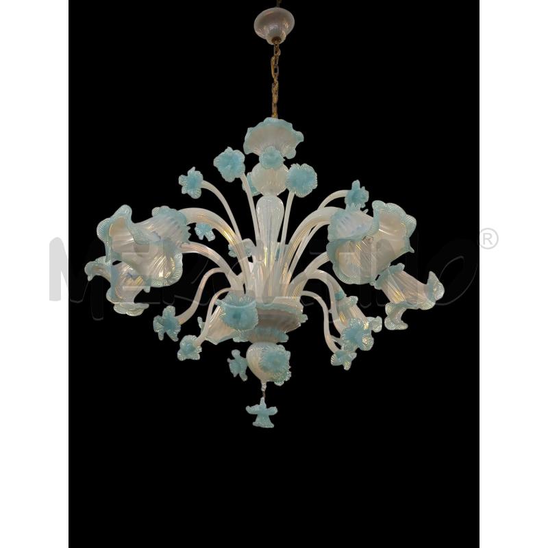 LAMPADARIO MURANO LAVAI CELESTE E TRASP | Mercatino dell'Usato Roma gregorio vii 2