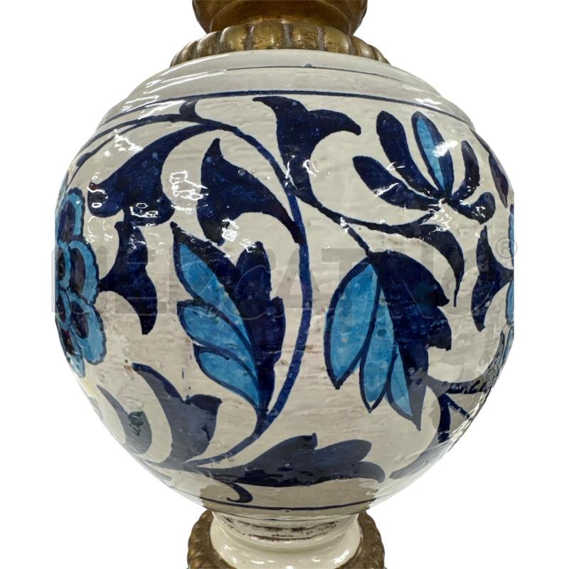 LAMPADA CERAMICA GRANDE FIORI BLU BASE DOR  | Mercatino dell'Usato Roma gregorio vii 3