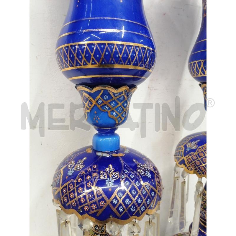 LAMPADE COPPIA VETRO BLU DECORI DORATI  | Mercatino dell'Usato Roma gregorio vii 2