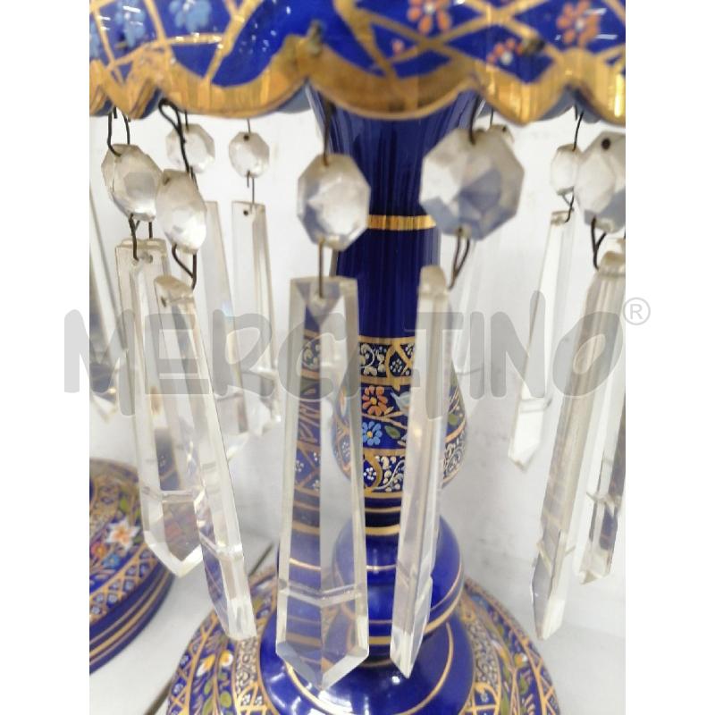 LAMPADE COPPIA VETRO BLU DECORI DORATI  | Mercatino dell'Usato Roma gregorio vii 3