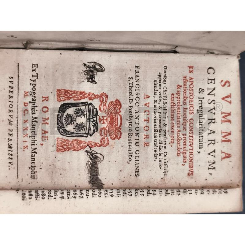 LIBRO SUMMA CENSURARUM | Mercatino dell'Usato Roma gregorio vii 3