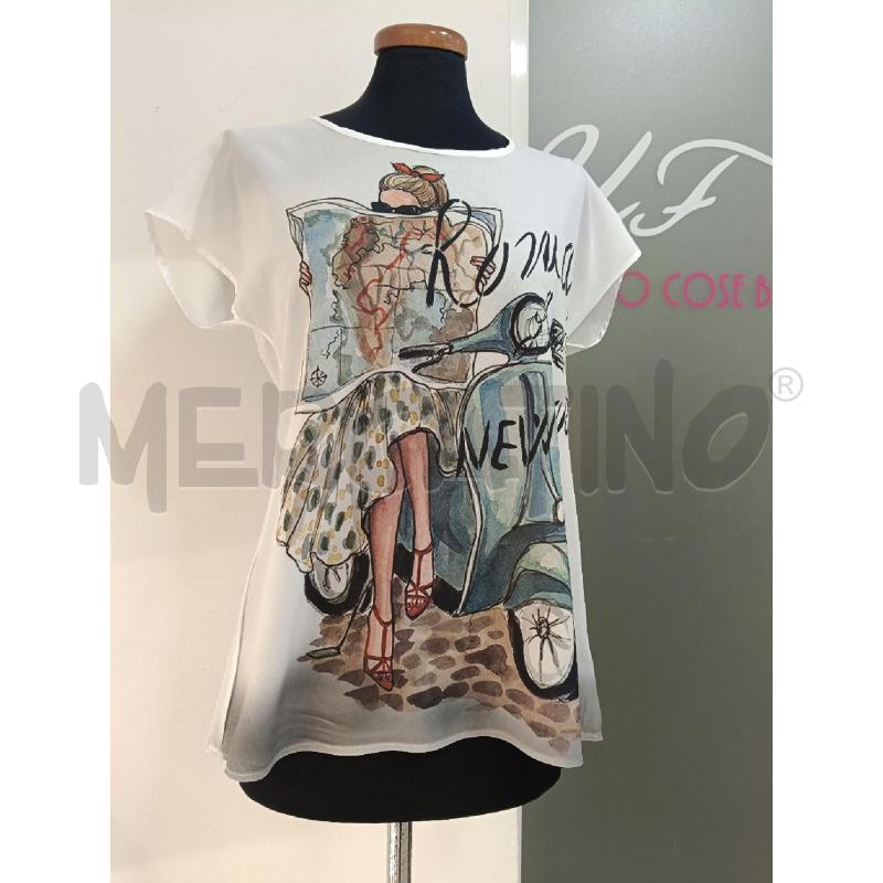 MAGLIA BIANCA SETA DISEGNO VESPA | Mercatino dell'Usato Roma gregorio vii 1