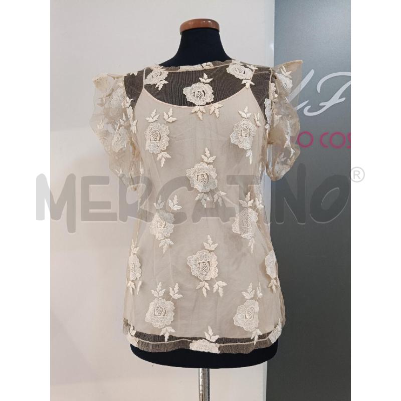 MAGLIA DONNA BLUMARINE BEIGE FIORI + CANOTTA | Mercatino dell'Usato Roma gregorio vii 1