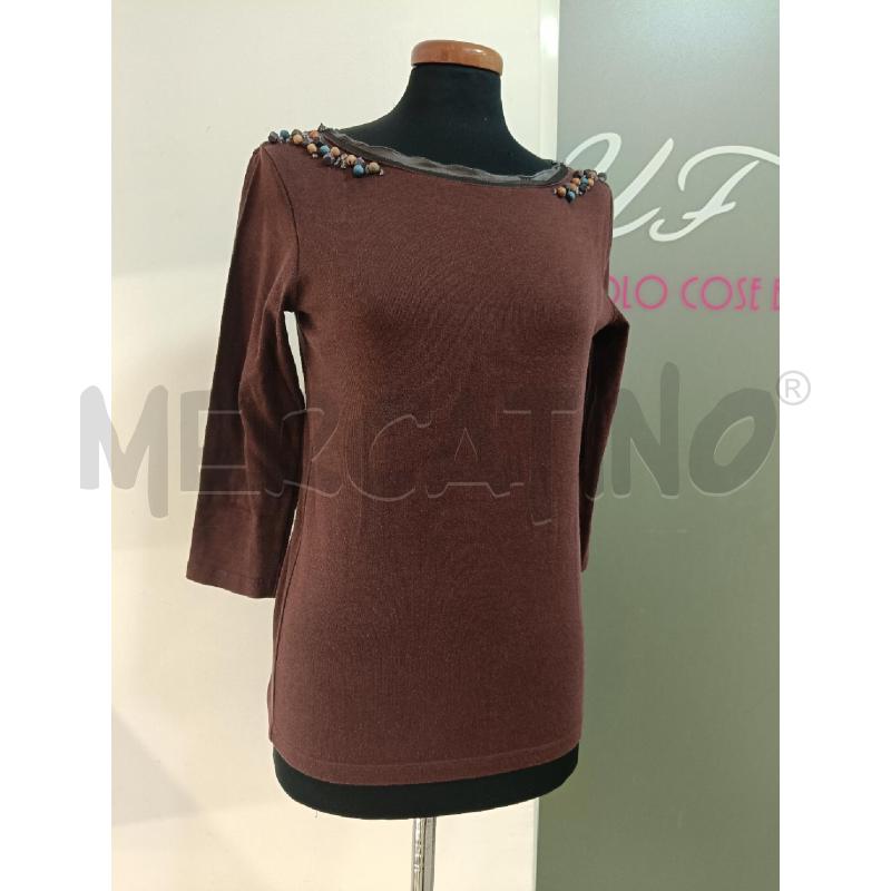 MAGLIA DONNA FABIANA FILIPPI MARRONE PERLINE LEGNO | Mercatino dell'Usato Roma gregorio vii 1