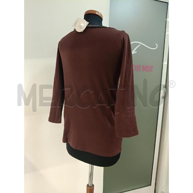MAGLIA DONNA FABIANA FILIPPI MARRONE PERLINE LEGNO | Mercatino dell'Usato Roma gregorio vii 3
