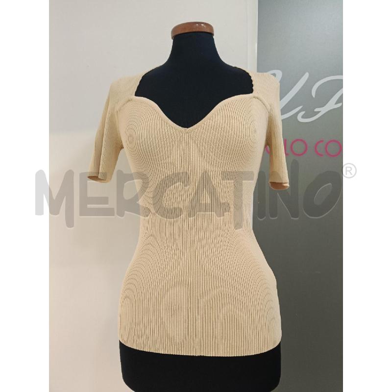 MAGLIA DONNA SANDRO BEIGE COSTINE SCOLLO CUORE | Mercatino dell'Usato Roma gregorio vii 1