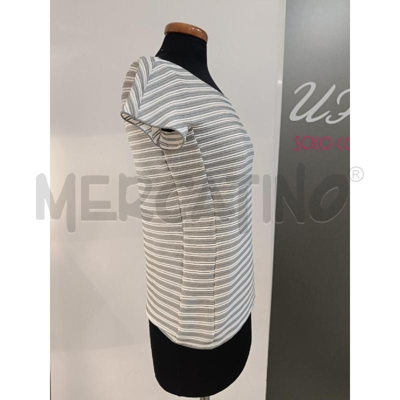 MAGLIA EMPORIO ARMANI RIGATA BIANCA GRIGIA  | Mercatino dell'Usato Roma gregorio vii 3