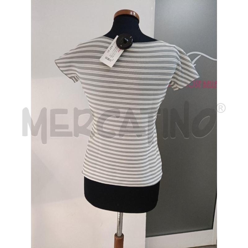 MAGLIA EMPORIO ARMANI RIGATA BIANCA GRIGIA  | Mercatino dell'Usato Roma gregorio vii 4