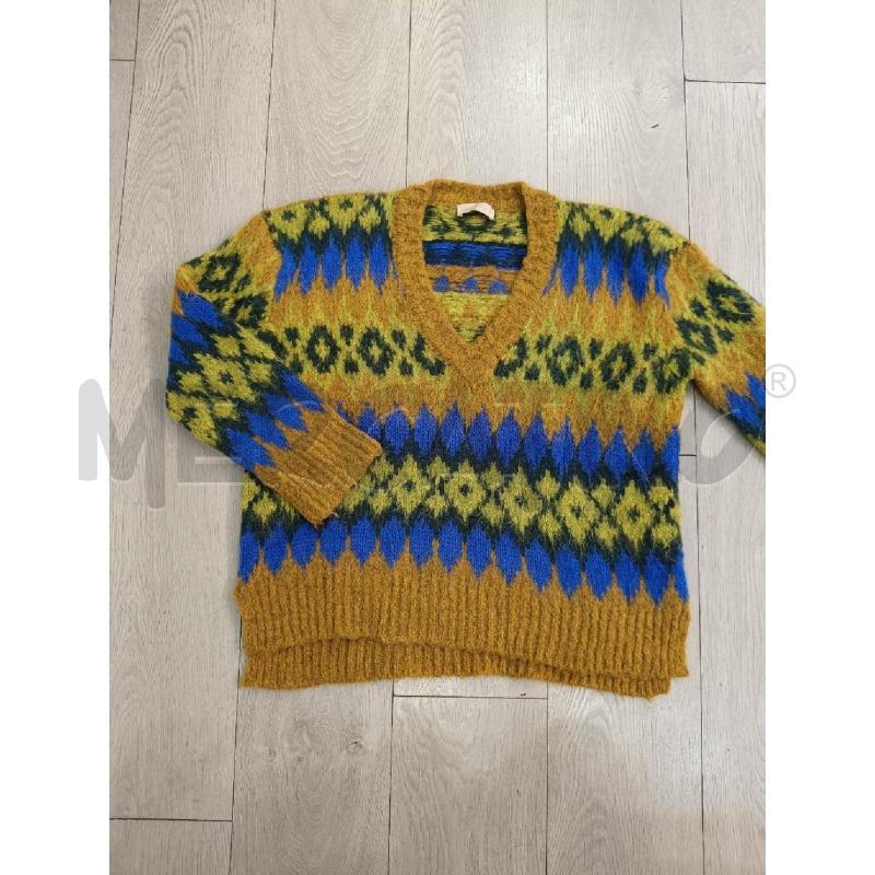MAGLIONE DONNA MOMONI  SENAPE VERDE BLU MISTO ALPACA MOHAIR | Mercatino dell'Usato Roma gregorio vii 1