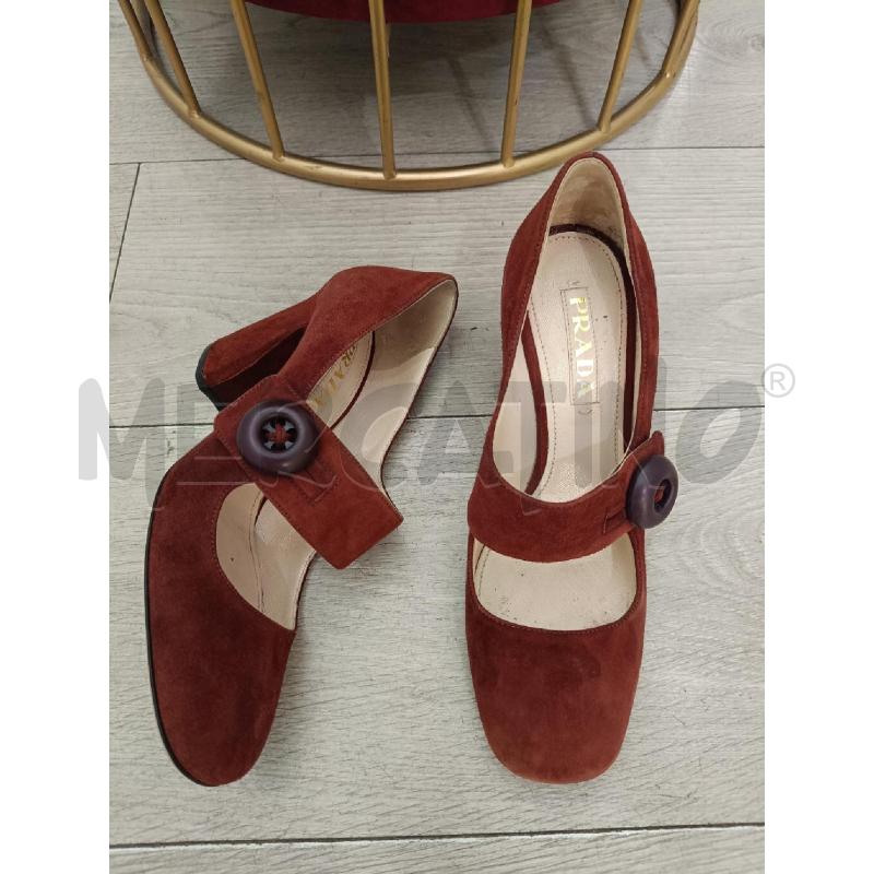 MARY JANE PRADA ROSSO MATTONE CAMOSCIO  | Mercatino dell'Usato Roma gregorio vii 2