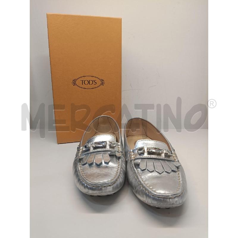 MOCASSINI TOD'S HEAVEN STRASS + FRANGE ARGENTATO | Mercatino dell'Usato Roma gregorio vii 1