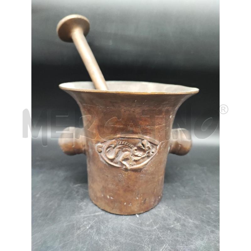 MORTAIO BRONZO STEMMA CON PESTELLO  | Mercatino dell'Usato Roma gregorio vii 1