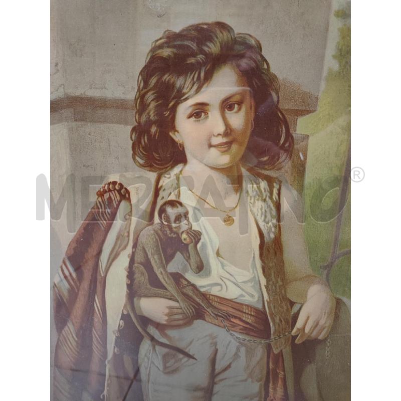 OLIOGRAFIA BIMBA CON SCIMMIETTA  | Mercatino dell'Usato Roma gregorio vii 3