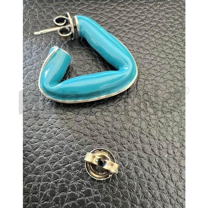 ORECCHINI FIN BOTTEGA VENETA SMALTO BLU | Mercatino dell'Usato Roma gregorio vii 2