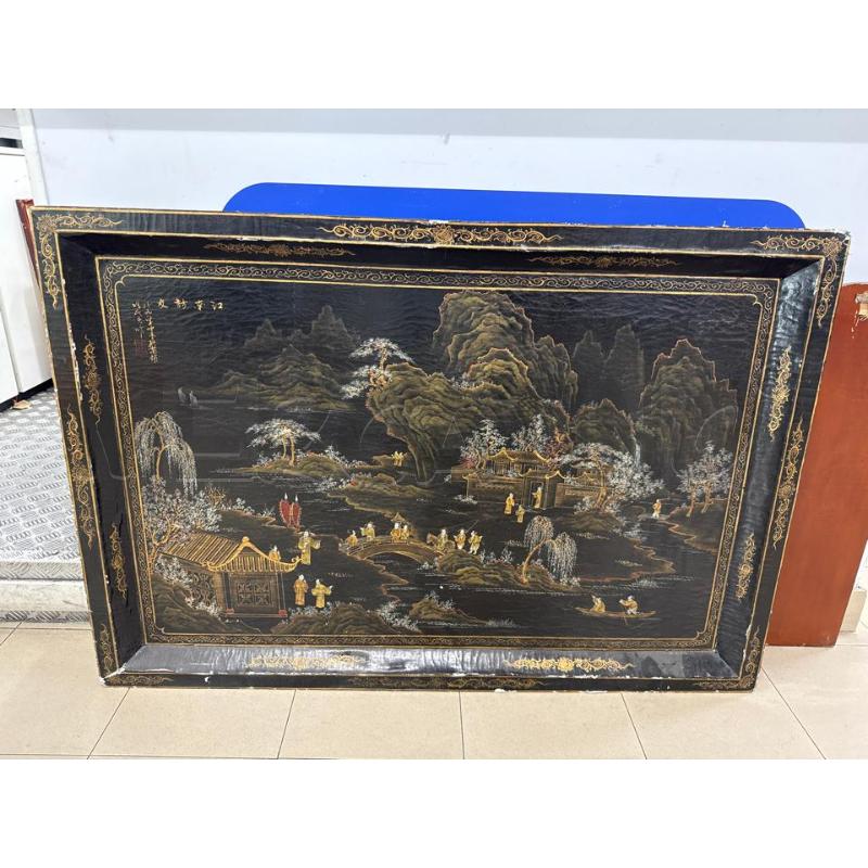 PANNELLO ORIENTALE LEGNO NERO SCENA  | Mercatino dell'Usato Roma gregorio vii 1