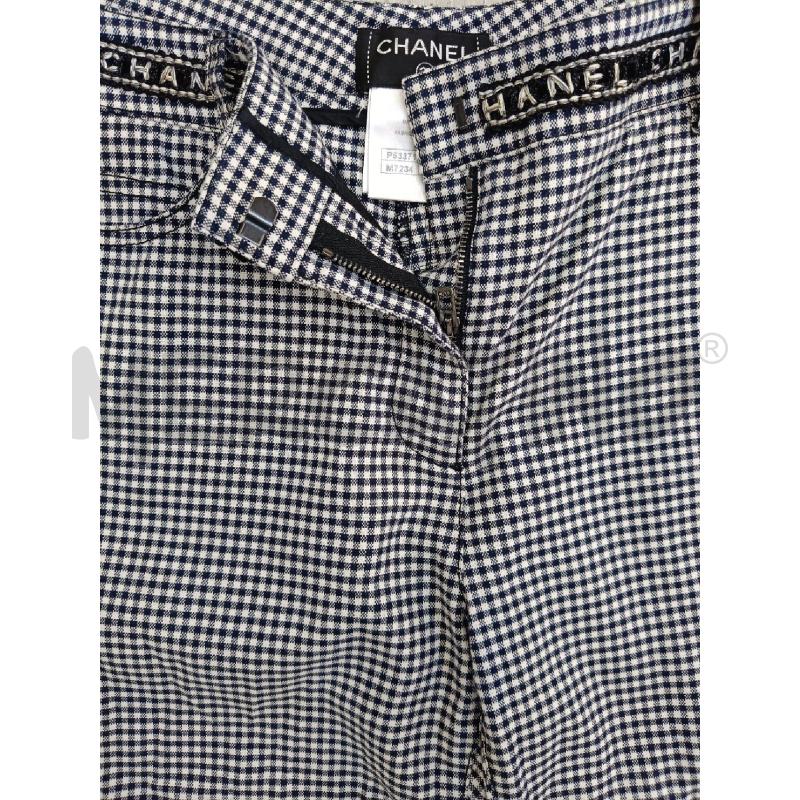 PANTALONE DONNA CHANEL QUADRETTI BIANCHI BLU | Mercatino dell'Usato Roma gregorio vii 1
