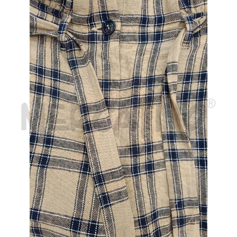 PANTALONE DONNA INTREND BEIGE QUADRETTI BLU MISTO LINO | Mercatino dell'Usato Roma gregorio vii 2