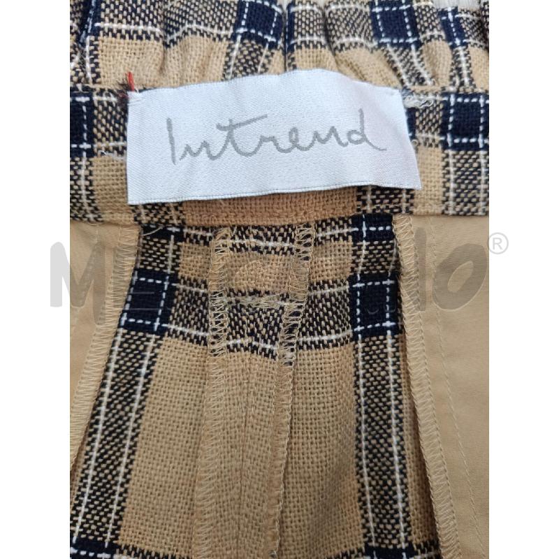 PANTALONE DONNA INTREND BEIGE QUADRETTI BLU MISTO LINO | Mercatino dell'Usato Roma gregorio vii 3