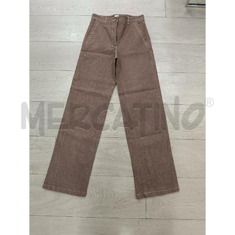 PANTALONE DONNA MARELLA MARRONE LINO CUCITURE BIANCHE | Mercatino dell'Usato Roma gregorio vii 1