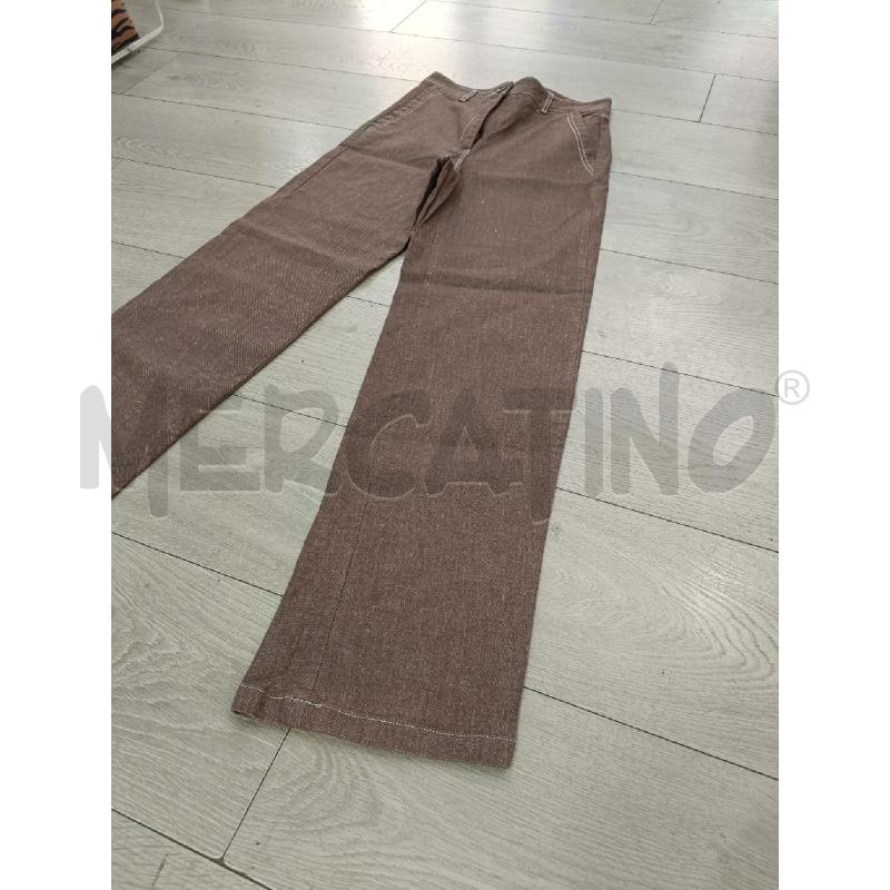 PANTALONE DONNA MARELLA MARRONE LINO CUCITURE BIANCHE | Mercatino dell'Usato Roma gregorio vii 2