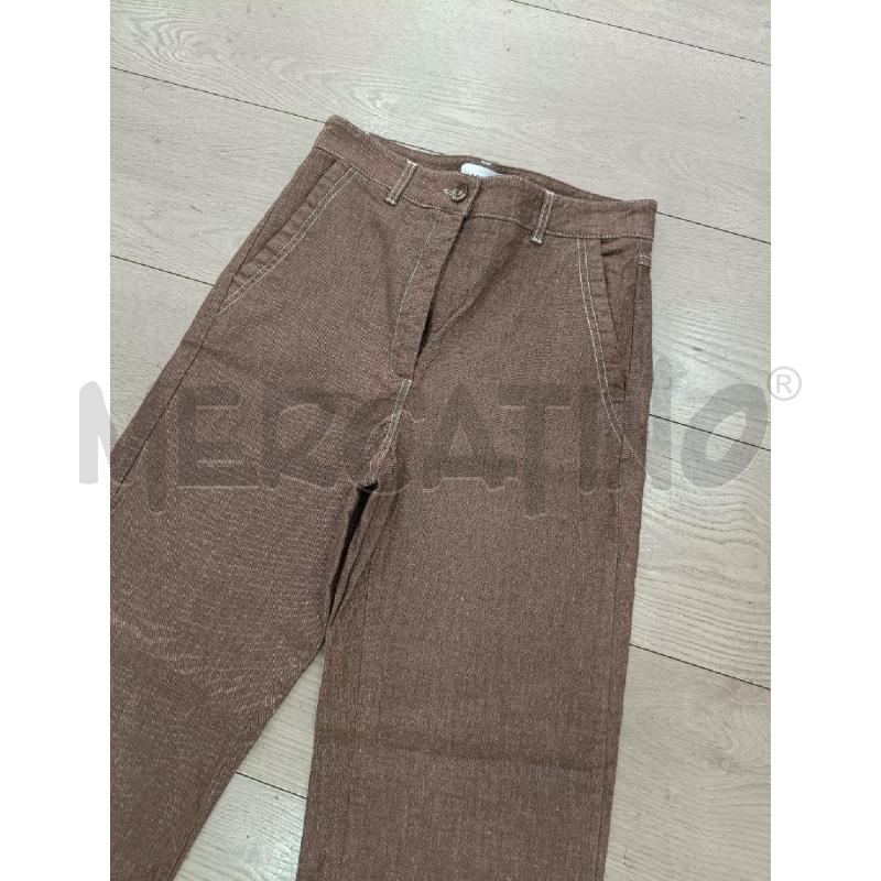 PANTALONE DONNA MARELLA MARRONE LINO CUCITURE BIANCHE | Mercatino dell'Usato Roma gregorio vii 3
