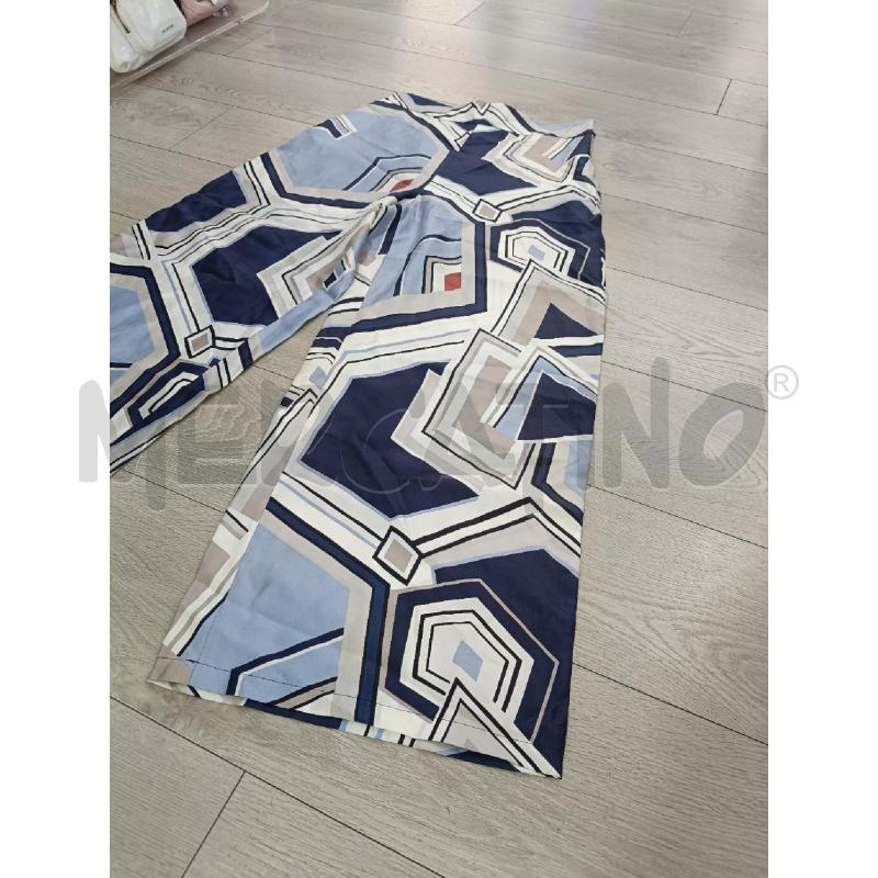 PANTALONE DONNA S'MAX MARA BLU GEOMETRICO SETA | Mercatino dell'Usato Roma gregorio vii 3