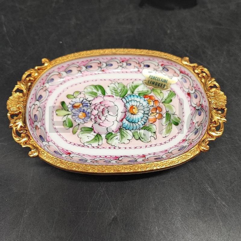 PIATTINO LIMOGES FIORI BORDO DORATO  | Mercatino dell'Usato Roma gregorio vii 1