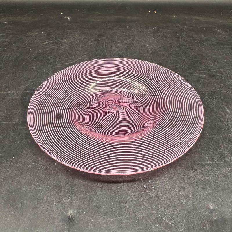 PIATTINO MURANO ROSA RIGHE FILIGRANA  | Mercatino dell'Usato Roma gregorio vii 1