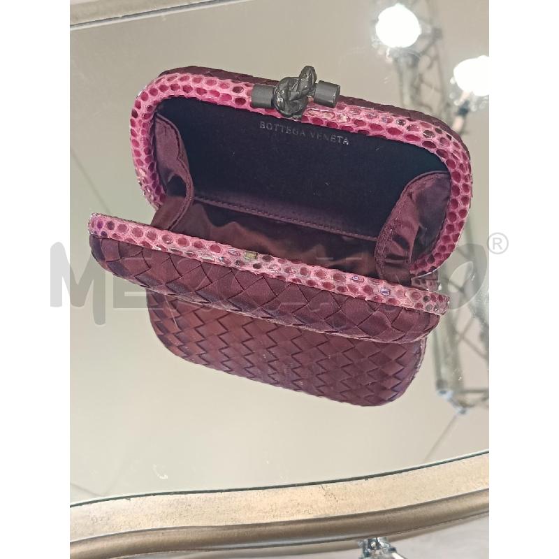 POCHETTE BOTTEGA VENETA KNOT BORDEAUX SETA PROFILO PELLE | Mercatino dell'Usato Roma gregorio vii 2
