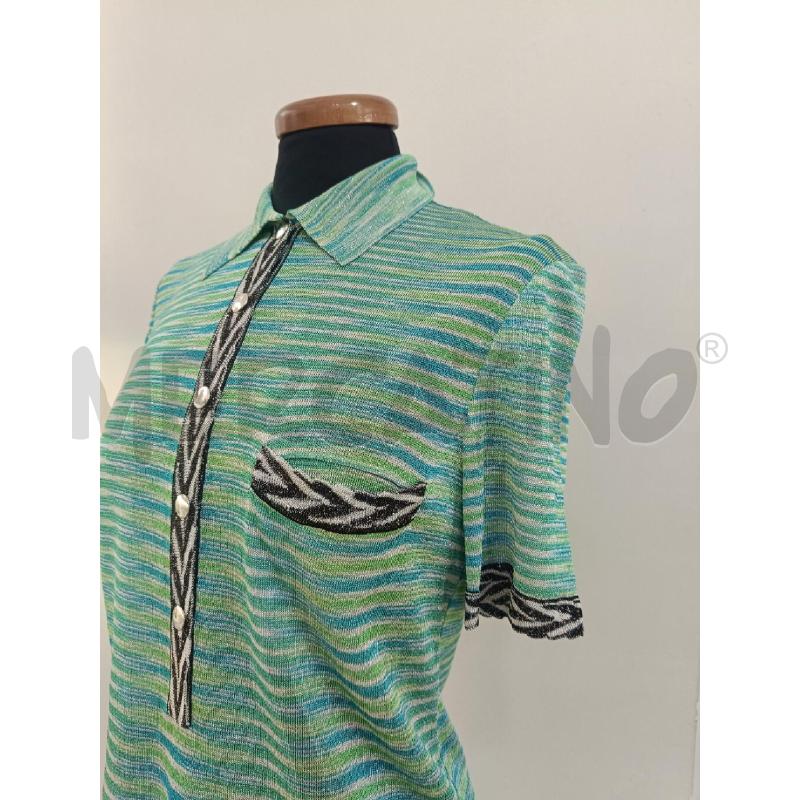 POLO DONNA MISSONI LUREX RIGHE VERDI BLU | Mercatino dell'Usato Roma gregorio vii 2