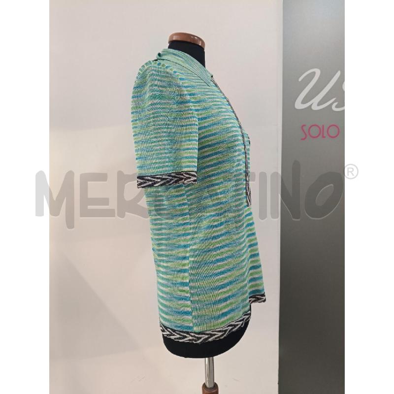 POLO DONNA MISSONI LUREX RIGHE VERDI BLU | Mercatino dell'Usato Roma gregorio vii 3