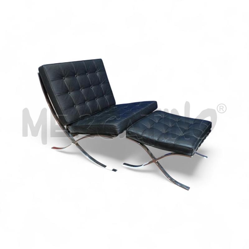 POLTRONA + POUF STILE BARCELONA NERA | Mercatino dell'Usato Roma gregorio vii 2