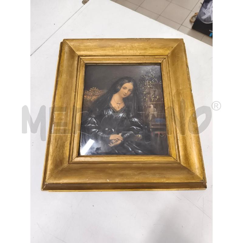 QUADRO DIP DONNA SEDUTA CON GABBIA  | Mercatino dell'Usato Roma gregorio vii 1